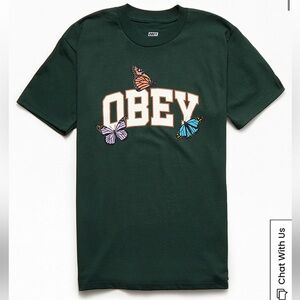 Obey Collegiate Butterflies Green T-Shirt